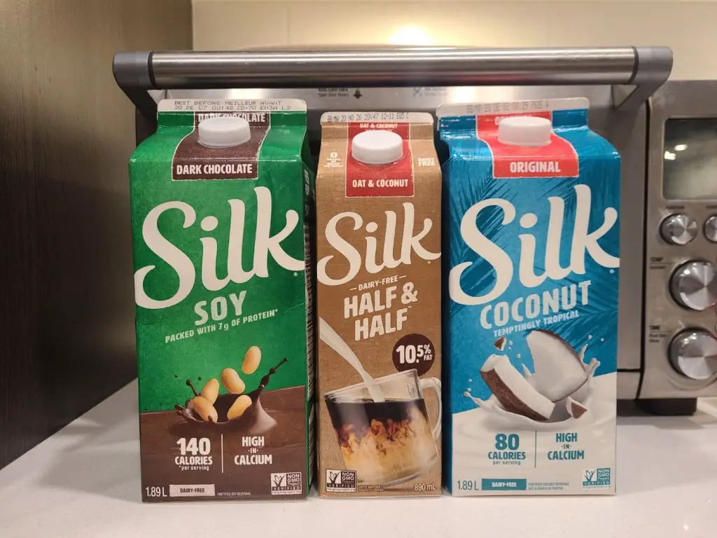 Silk coconut milk, chocolate milk and half and half